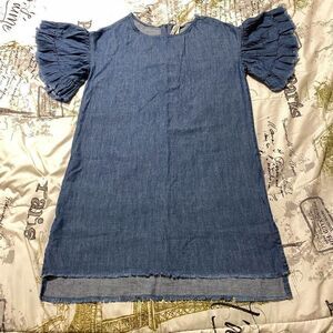 Girl Krazy XS flutter sleeve Chambray shirt dress